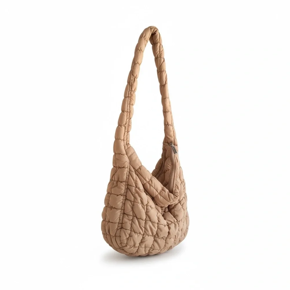 Boutique. Tan Quilted Hobo Bag